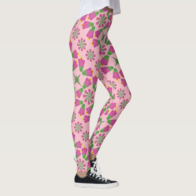 Mandalas Pink Leggings Flower Retro (Droite)