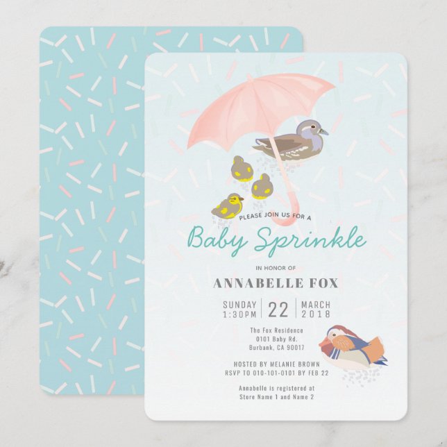 Mandarin Canards Baby Sprinkle Shower Invitation (Devant / Derrière)
