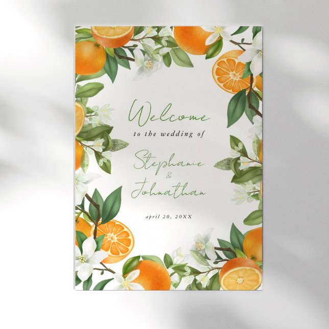 Mandarin Orange Watercolor Mariage Welcome Poster (Mandarin Orange Watercolor Wedding Welcome Poster)