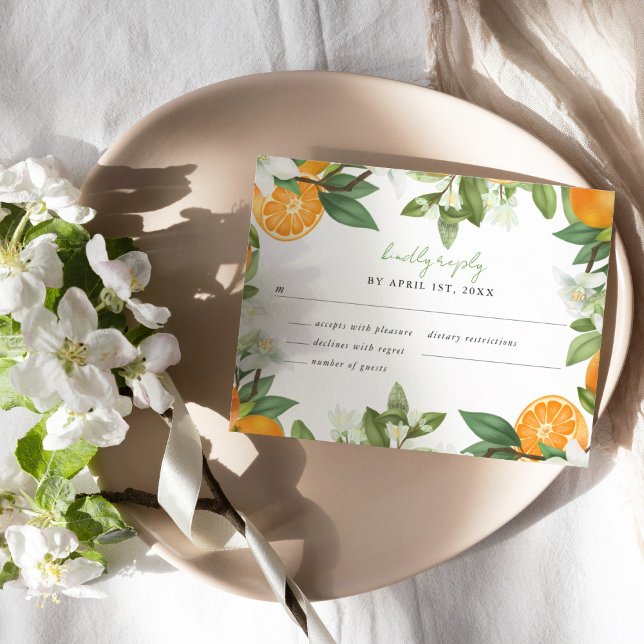 Mandarin Orange Watercolor Wedding RSVP (Créateur téléchargé)