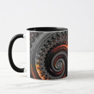 Mandelbrot argenté et orange avec Mug sphérique
