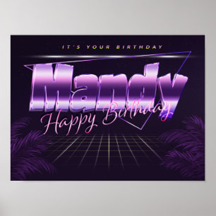 Mandy Nom Vorname lila retro Poster Geburtstag