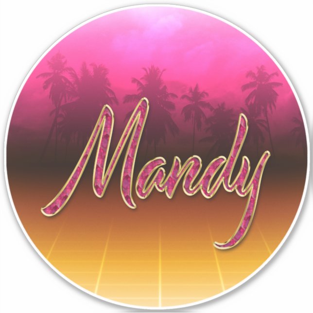 Mandy Prénom Golden Pink Autocollants (Devant)
