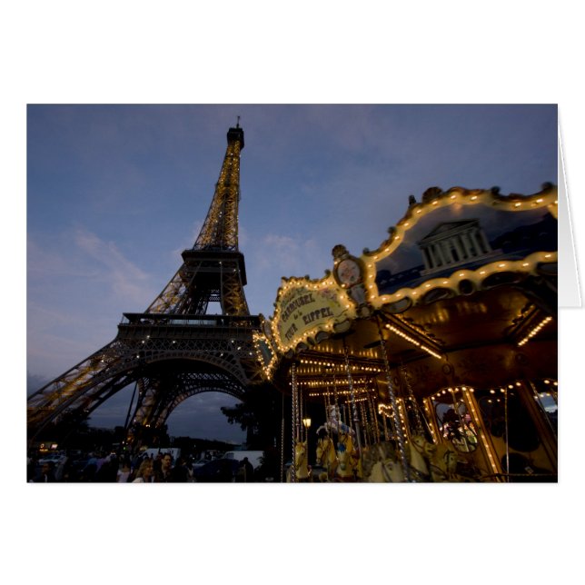 Manège près de la Tour Eiffel le soir, (Devant horizontal)