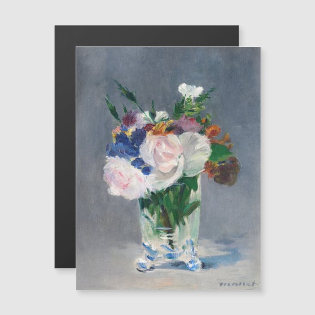 Manet - Fleurs dans une carte magnétique Vase Crys (Devant / Derrière)