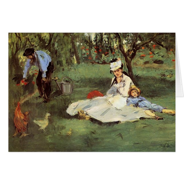 Manet Impressionniste Français Famille Jardin Pein (Devant horizontal)