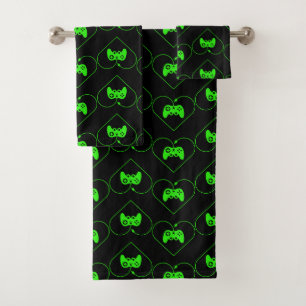 Manette de jeu vidéo verte à motif de cœur