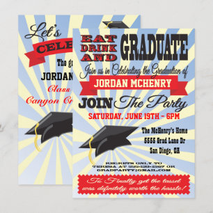 Mange, Bois et Diplômé ! Invitations de diplômes