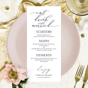 Mangeons Chic Script Mariage Carte Menu Pour Plaqu