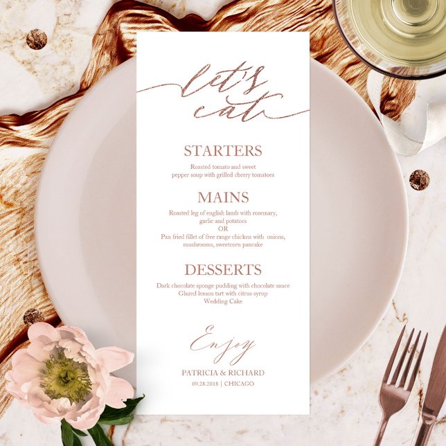 Mangeons Chic Script Mariage Carte Menu Pour Plaqu (Créateur téléchargé)