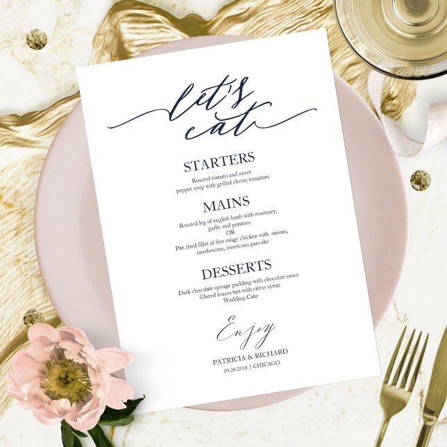 Mangeons Chic Script Mariage Carte Menu Pour Plaqu (Créateur téléchargé)