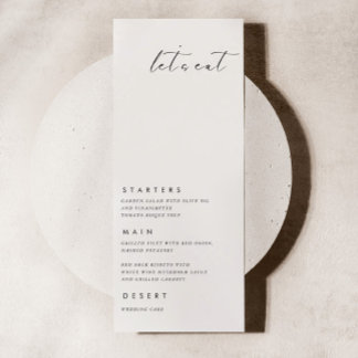Mangeons la carte de menu minimaliste moderne Mari
