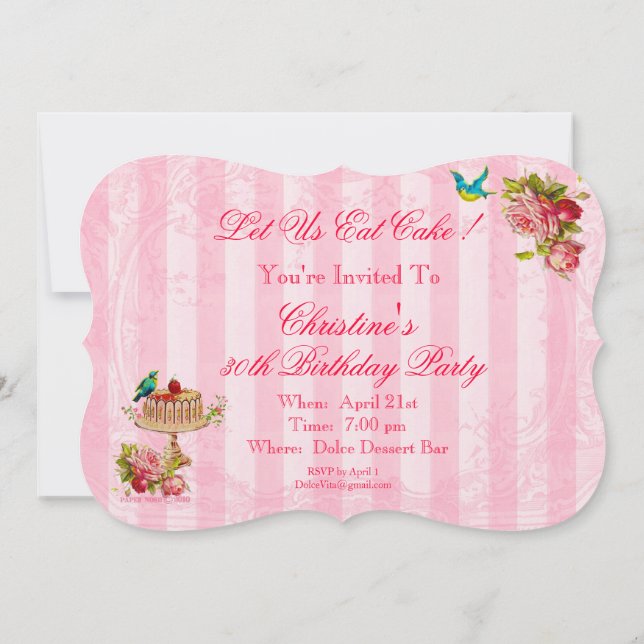 Mangeons les invitations à la fête du gâteau (Dos)