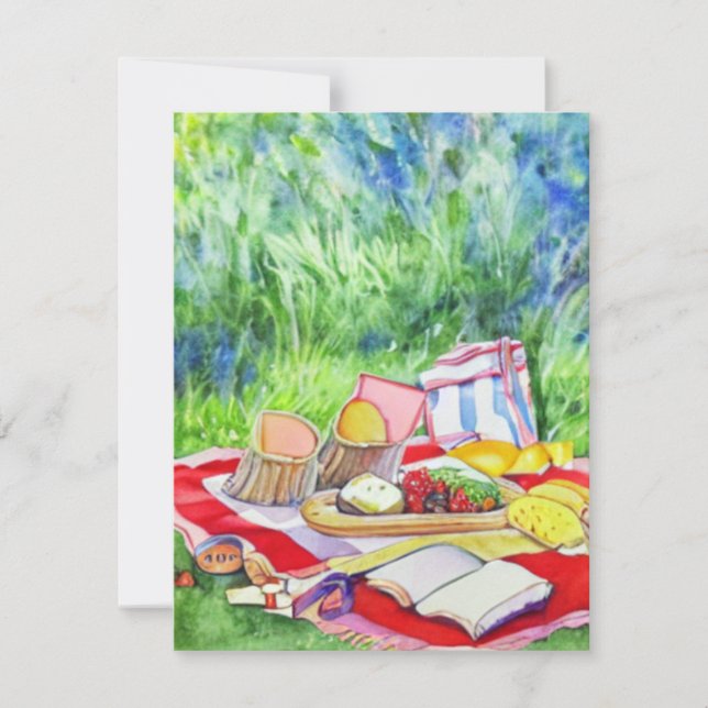 Manger à l'extérieur des cartes de notes en aquare (Devant)