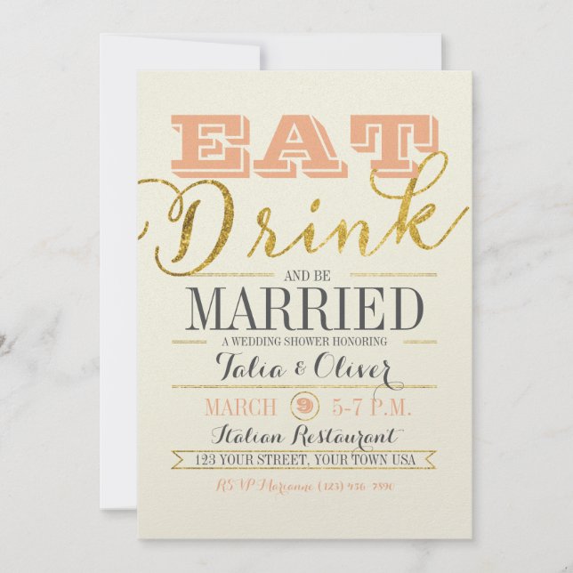 MANGER BOIRE ET ÊTRE MARIÉ Invitation Wedding show (Devant)