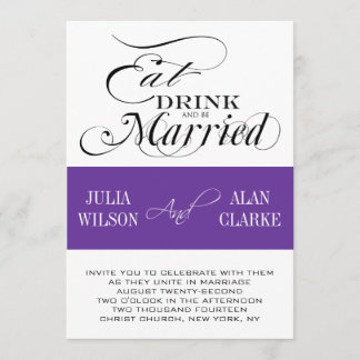 Manger, Boire, Se Marier Invitations Violet