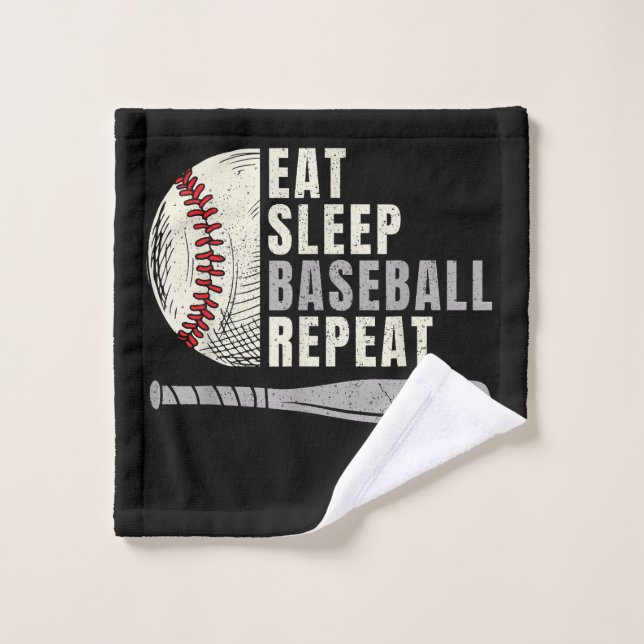 Manger Dormir Baseball Répéter Drôle Joueur de Bas (Gant de toilette)