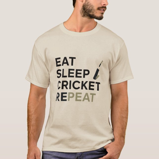 Manger Dormir Cricket Répéter T20 T-Shirt (Devant)