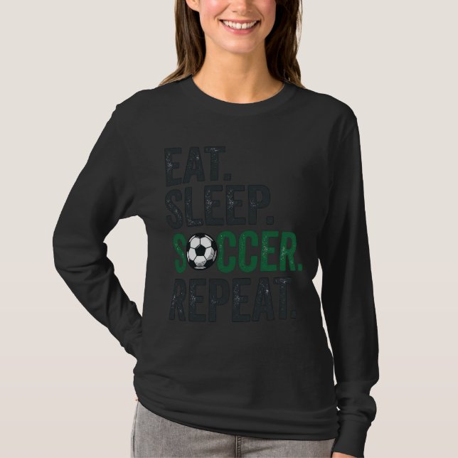 Manger Dormir Football Répéter Design T-Shirt Vint (Devant)