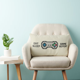Manger Dormir Jouer Répéter – Oreiller Cool Pixel 