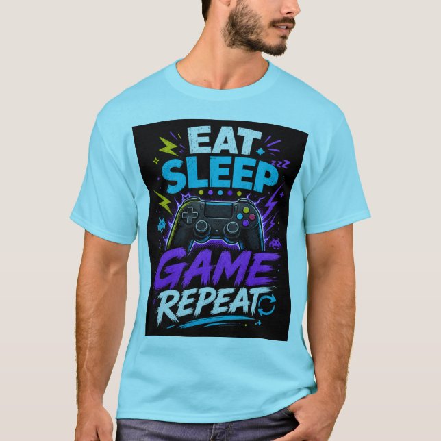 Manger Dormir Jouer Répéter T-shirt de conception  (Devant)