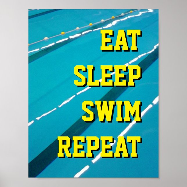 MANGER DORMIR NAGER RÉPÉTER affiches de piscine (Devant)