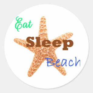 Manger Dormir Plage - Autocollant Rond