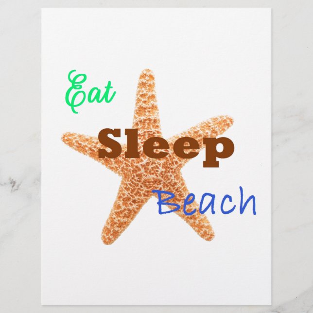 Manger Sommeil Plage - Affiche 8,5x11 (Devant)