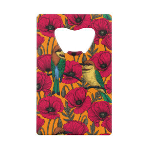 Mangeurs d'abeilles et pavots sur orange