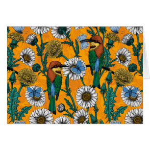 Mangeurs d'abeilles, papillons bleus et marguerite