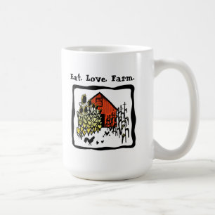 Mangez. Amour. Ferme. Tasse de café