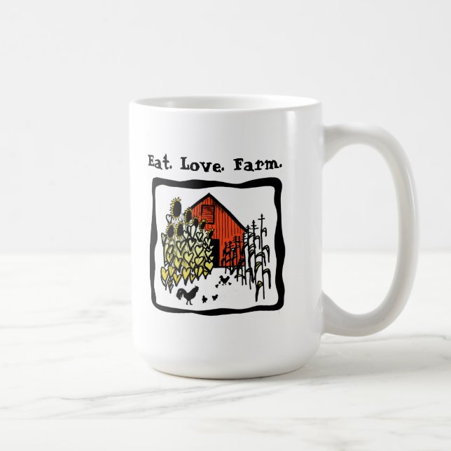 Mangez. Amour. Ferme. Tasse de café (Droite)