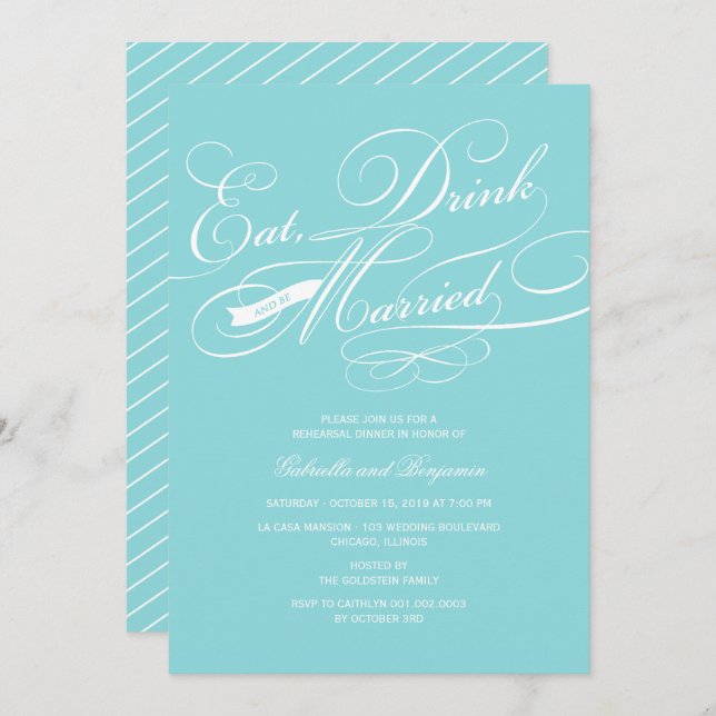 Mangez Boire Et Soyez Marié Invitation (Devant / Derrière)