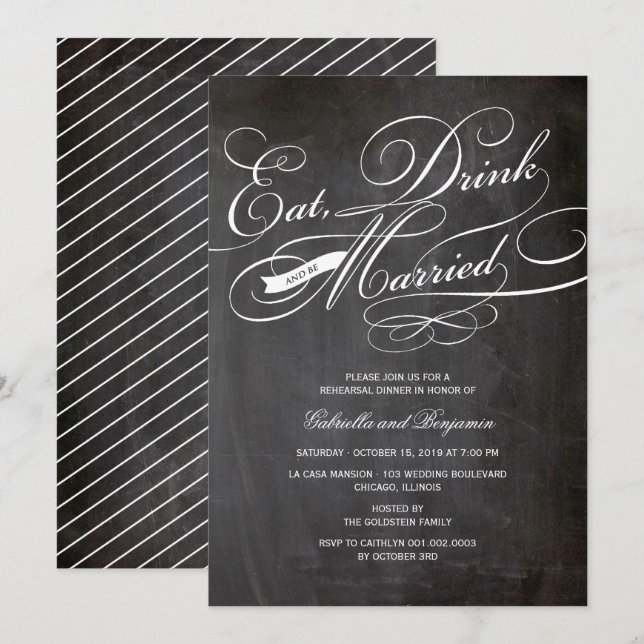 Mangez Boire Et Soyez Marié Invitation (Devant / Derrière)