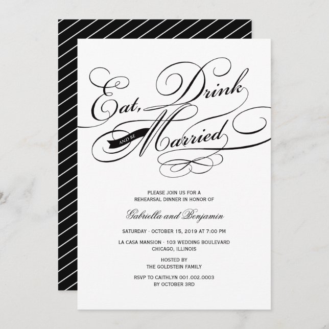 Mangez Boire Et Soyez Marié Invitation (Devant / Derrière)