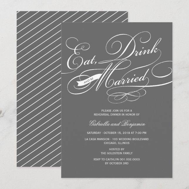 Mangez Boire Et Soyez Marié Invitation (Devant / Derrière)