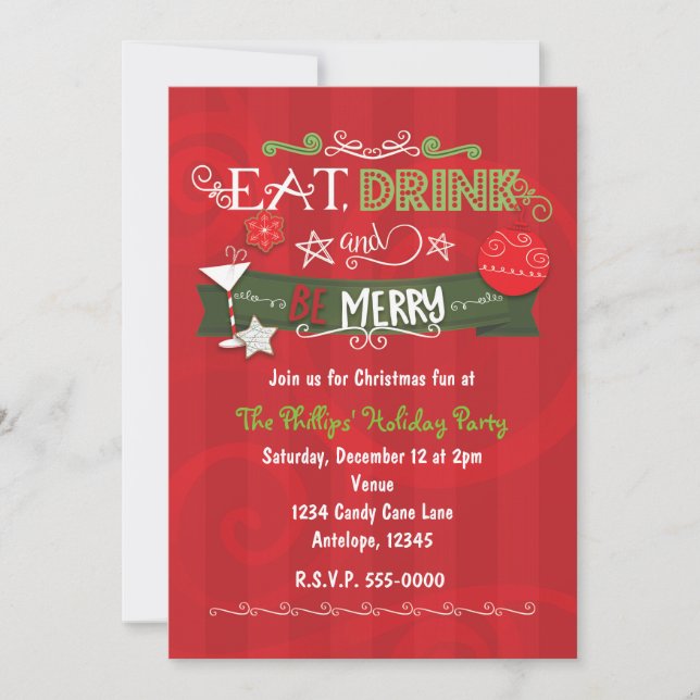 MANGEZ, BUVEZ ET FÊTEZ Noël Invitations pour les F (Devant)