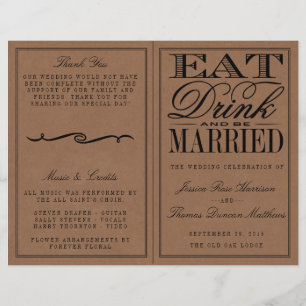 Mangez, buvez et soyez marié Rustique Mariage Kraf