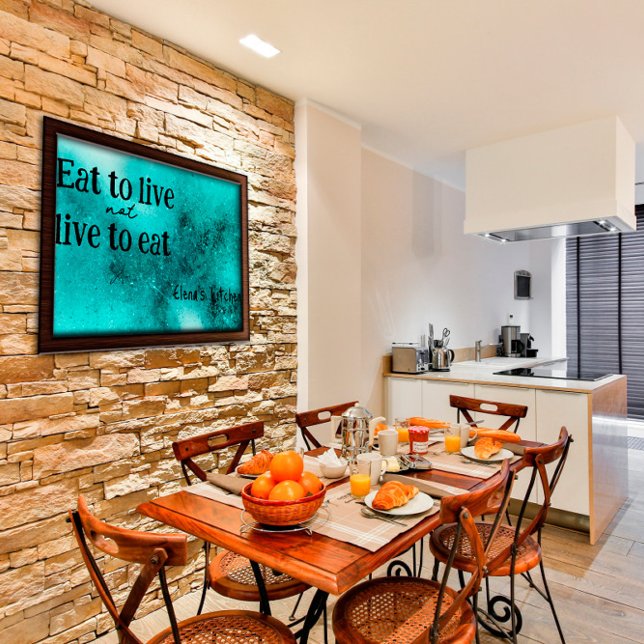 Mangez en direct cuisine inspiré turquoise Poster (Créateur téléchargé)