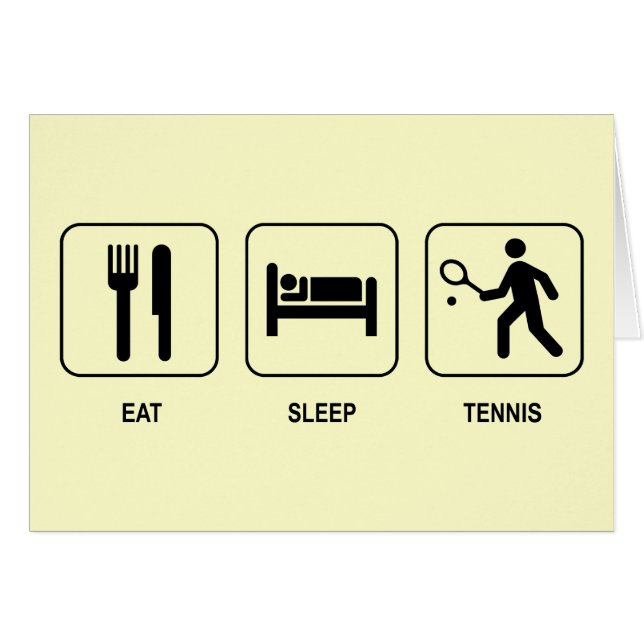 Mangez la carte de tennis de sommeil (Devant horizontal)