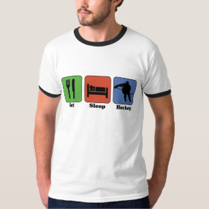 Mangez le T-shirt d'hockey de sommeil