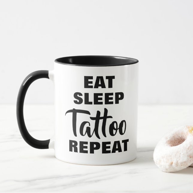 Mangez le tatouage de sommeil répéter tasse de caf (Avec donut)