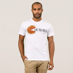 Mangez les riches - T-shirt de pizza socialiste dr