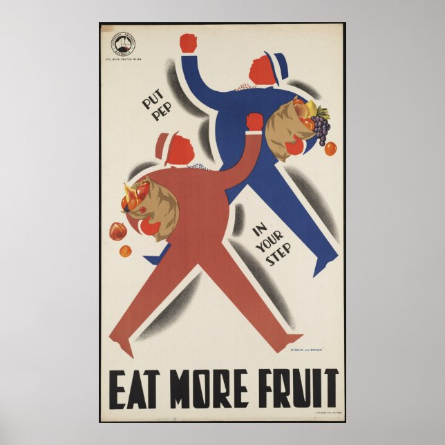 Mangez Plus Fruit Poster Vintage voyage et Rétro (Devant)