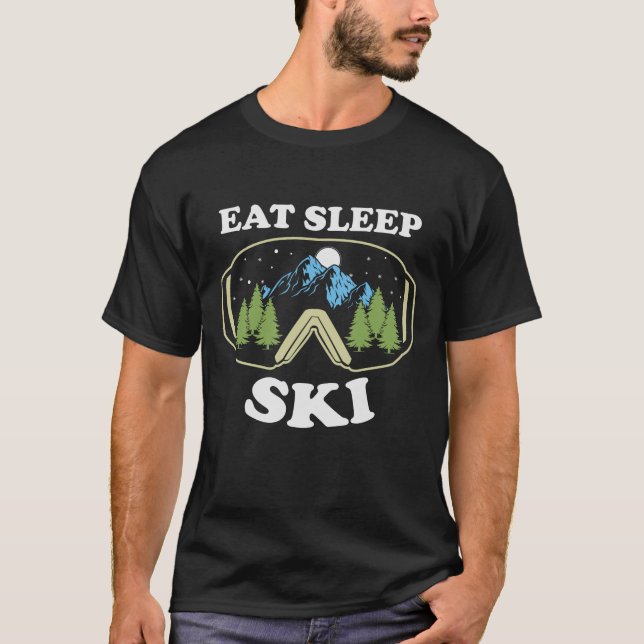 Mangez Sleep Ski Snowboard lunettes T-shirt (Devant)