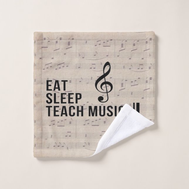 Mangez Sleep Teach Music Répéter Musique Humour (Gant de toilette)