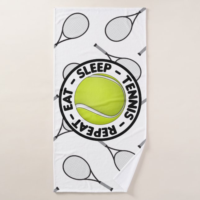 Mangez Sleep Tennis Répéter avec Ball et raquette  (Serviette de bain)