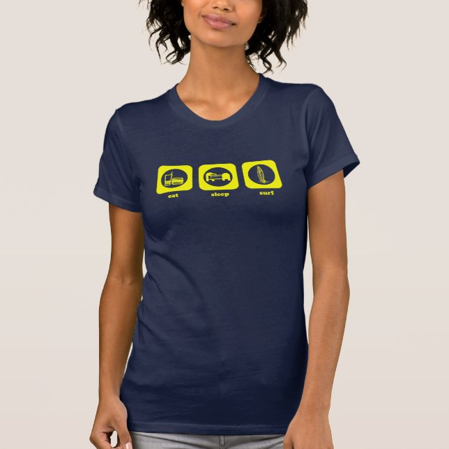 Mangez. Sommeil. Surf. T-shirt (Devant)