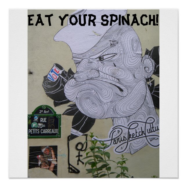 Mangez votre affiche de graffiti Popeye (Devant)