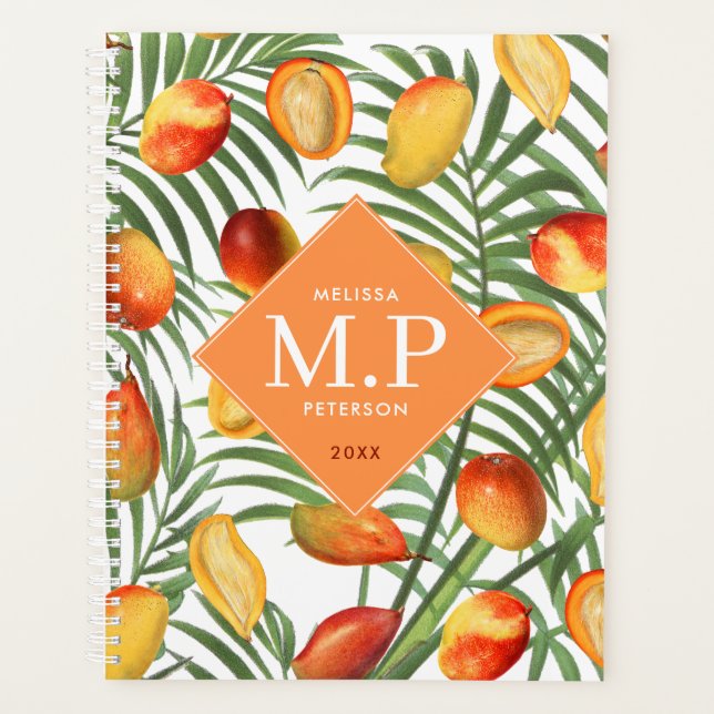 Mango vintage et verdure Monogramme de fruits d'ét (Devant)